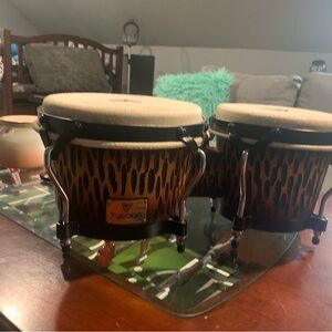 Leopard-Print Bongo Drums in Brown and Black